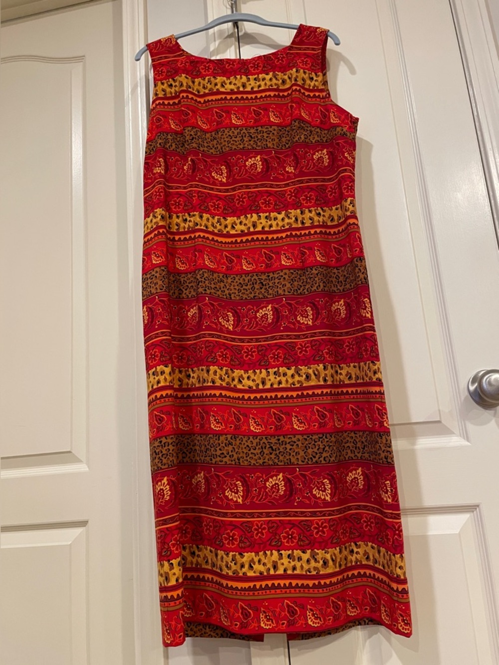 Sag Harbor Red and Gold Patterned Maxi Skirt
